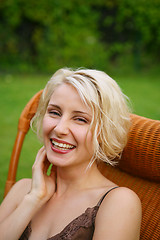 Image showing Beautiful Smiling Woman in the garden