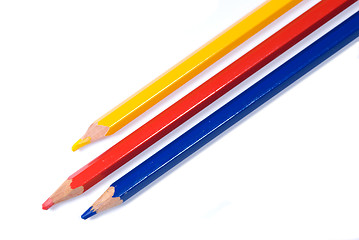 Image showing Three coloured pencils