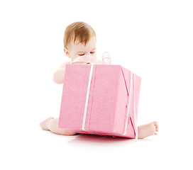 Image showing baby boy with big gift box