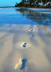 Image showing footprints  on tropical sandy beach