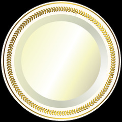 Image showing White plate with a gold vintage ornament