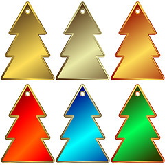 Image showing Set of metallic a charms in the form of fur-trees