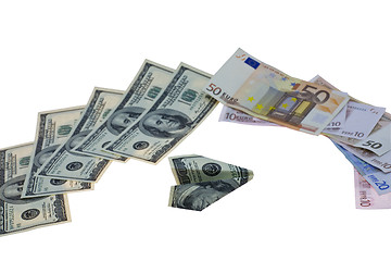 Image showing Dollars and Euro on a white background