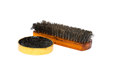 Image showing Shoe wax and a brush