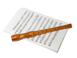 Image showing Recorder on a sheet music