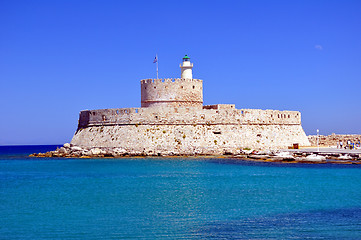 Image showing Fortress of Saint Nicholas, Rhodes, Greece