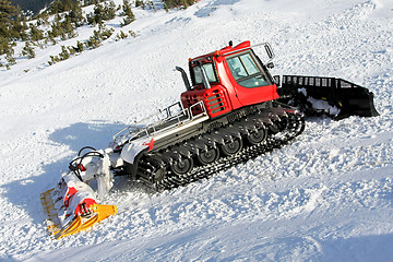 Image showing Snow groomer hill