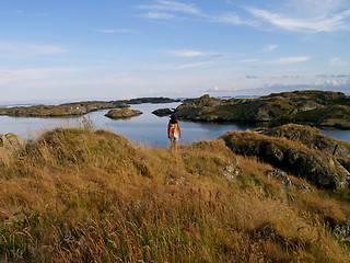 Image showing coastal landscape and girl