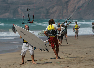 Image showing Lanzarote SPAIN - Julio 8-12: Kitesurfer in SPAIN CHAMPIONSHIP K