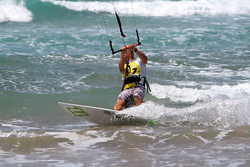 Image showing Lanzarote SPAIN - Julio 8-12: Kitesurfer in SPAIN CHAMPIONSHIP K