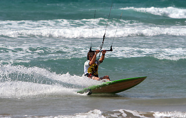 Image showing Lanzarote SPAIN - Julio 8-12: Kitesurfer in SPAIN CHAMPIONSHIP K