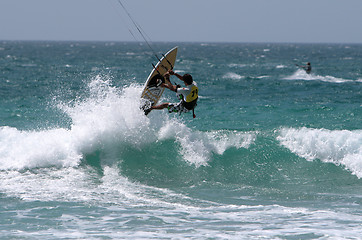 Image showing Lanzarote SPAIN - Julio 8-12: Kitesurfer in SPAIN CHAMPIONSHIP K