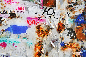 Image showing texture, surface with scrap of the announcements and posters