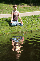 Image showing meditation near by water