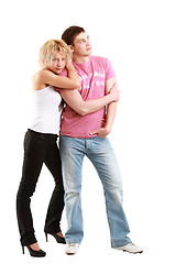 Image showing Couple posing on white