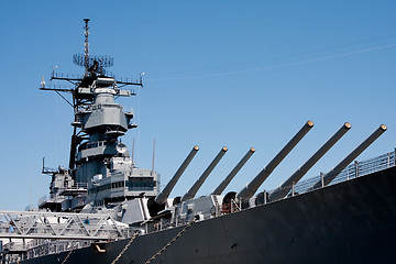 Image showing Turrets on navy battle ship