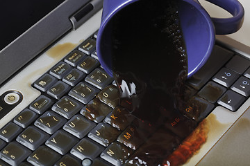 Image showing coffee spilling on keyboard