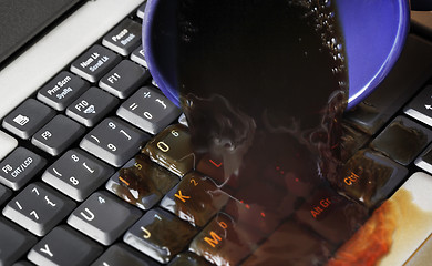 Image showing coffee spilling on keyboard