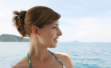 Image showing Woman on a boat trip.