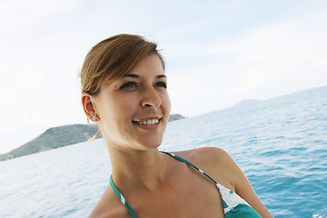 Image showing Woman on a boat trip.