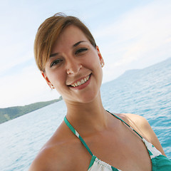 Image showing Woman on a boat trip.