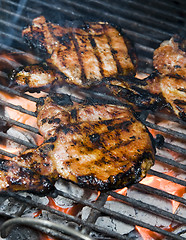 Image showing pork chops on the barbecue grill