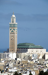 Image showing hassan II mosque cityscape view casablanca morocco