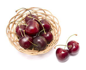 Image showing cherries in basket