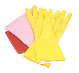 Image showing gloves and cleaning tools