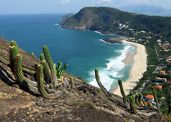 Image showing Itacoatiara beach view of Costao Mountain top