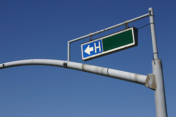 Image showing Traffic Light Pole with Hospital Sign