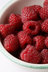 Image showing Fresh raspberries in a bowl.