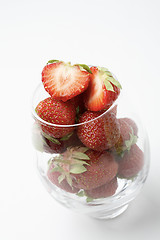 Image showing Fresh strawberries in a glass.