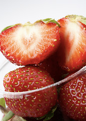 Image showing Fresh strawberries in a glass.