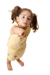 Image showing Young little girl pointing finger
