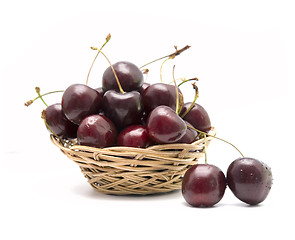 Image showing cherries in basket