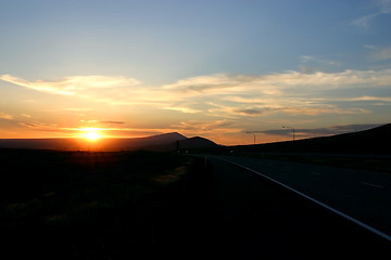 Image showing Sunset by the Highway