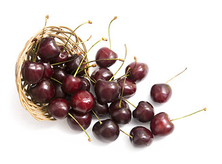 Image showing cherries and basket