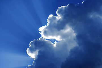 Image showing Sun shining behind the clouds.