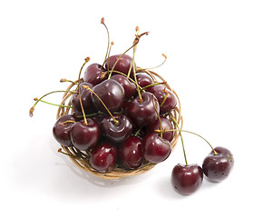 Image showing cherries in basket