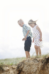 Image showing Brother and sister together at the beach.