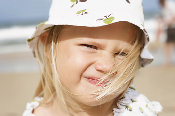 Image showing A happy little girl at the beach. 