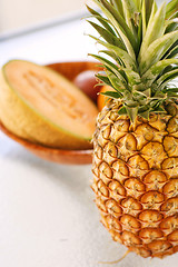 Image showing Colorful tropical fruit arrangement.