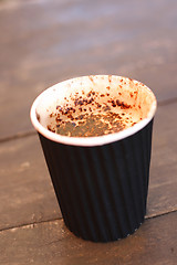 Image showing Delicious cappuccino in a take-away cup.