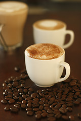 Image showing Delicious mini cappuccino and piccolo latte.