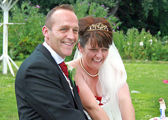 Image showing Bride and Groom and Cake Topper