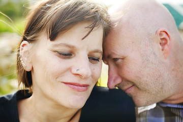 Image showing Couple in love together outdoors.