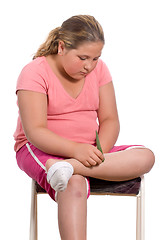 Image showing Girl Applying Aloe Vera