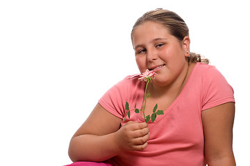 Image showing Girl Smelling A Rose