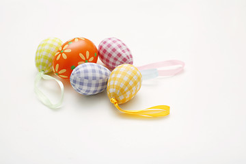 Image showing Arrangement of colorful Easter eggs.